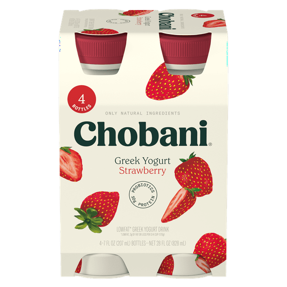 Chobani Lowfat Greek Yogurt Drink Strawberry 7 fl oz 4 Pack