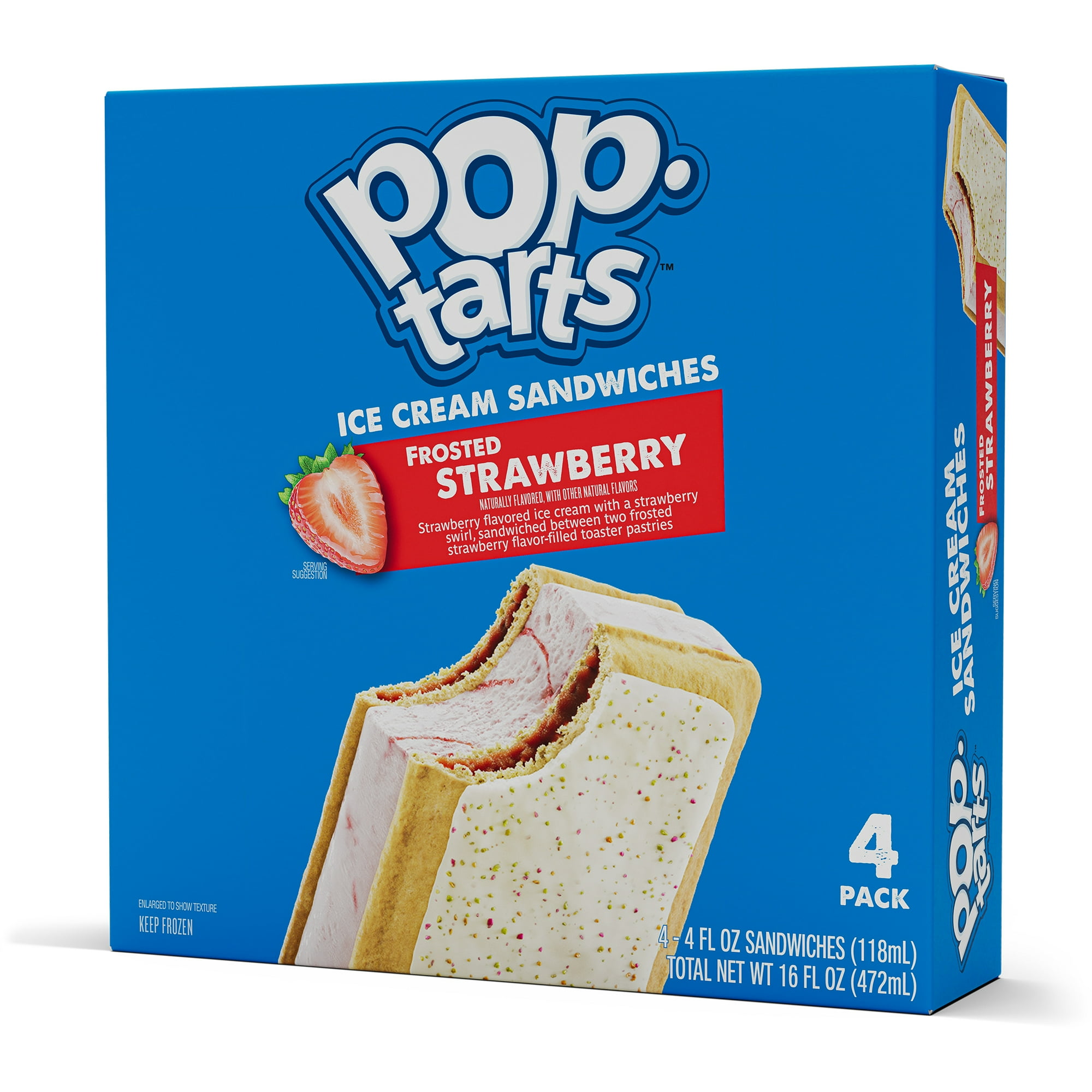 Pop-Tarts Frosted Strawberry Ice Cream Sandwiches, 2.5 fl oz, 4 pack (Frozen)